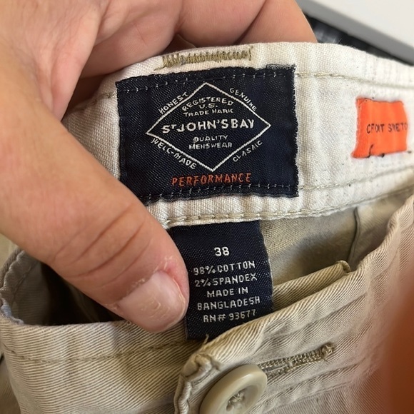 St. John’s Bay Performance Comfort Stretch Khaki Chino Flat Front Shorts. Sz 38 - Picture 7 of 9